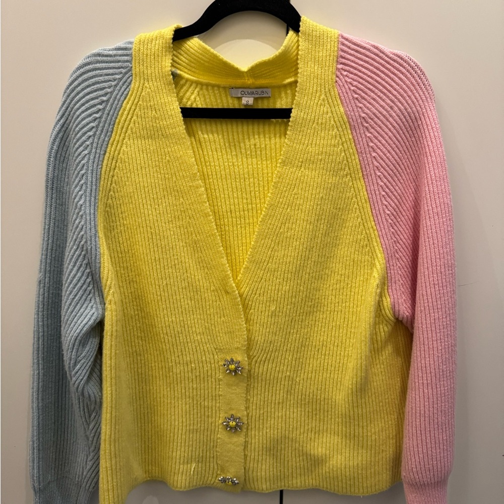 Olivia Rubin Tally Colorblock Cardigan Sweater